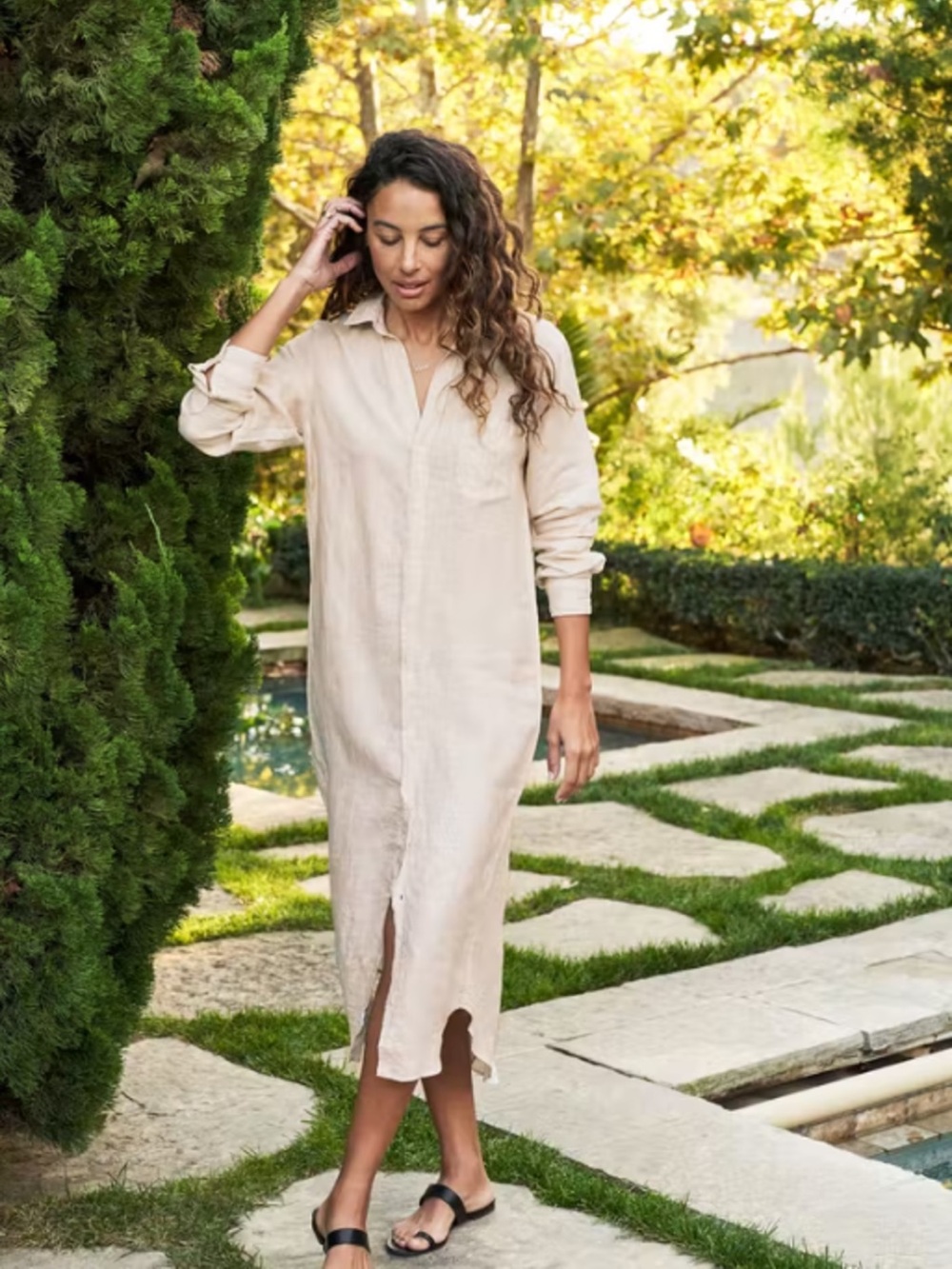 Frank & Eileen Rory Beige Linen Shirt Dress